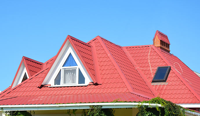 installed hip roof red tiles