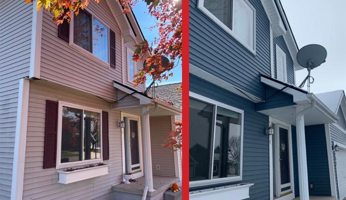 residential siding replacement before and after