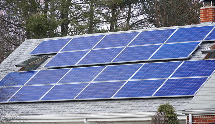 Installed solar panel on the house roof
